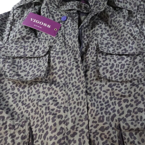 Vigoss Leopard Print Anorak Utility Cargo Outfitted Women L Olive Jacket NWT - Picture 11 of 12